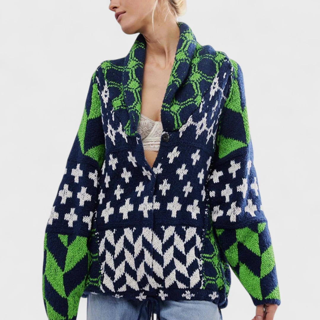 Portia - Kardigan vintage z kołnierzykiem button down i długim rękawem - Image 2