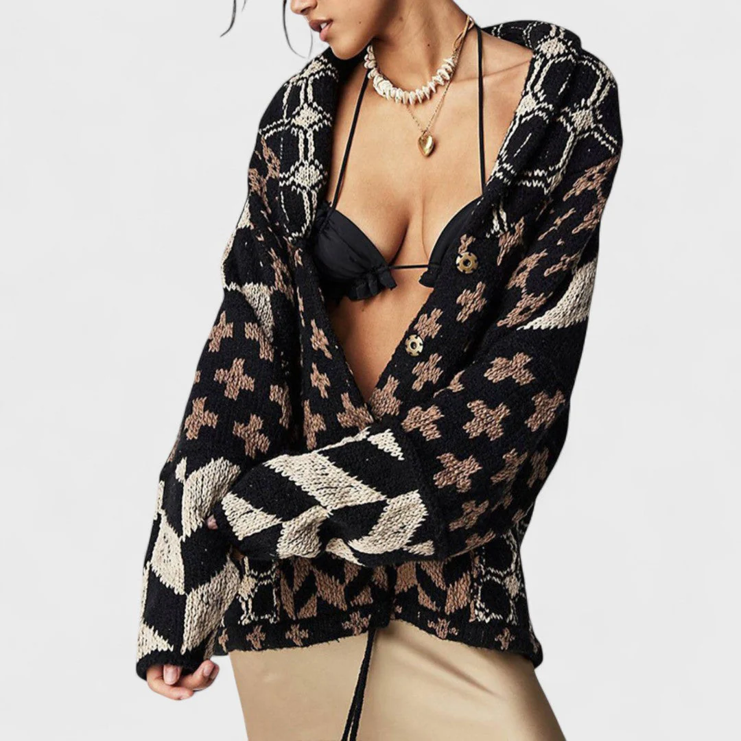 Portia - Kardigan vintage z kołnierzykiem button down i długim rękawem - Image 3