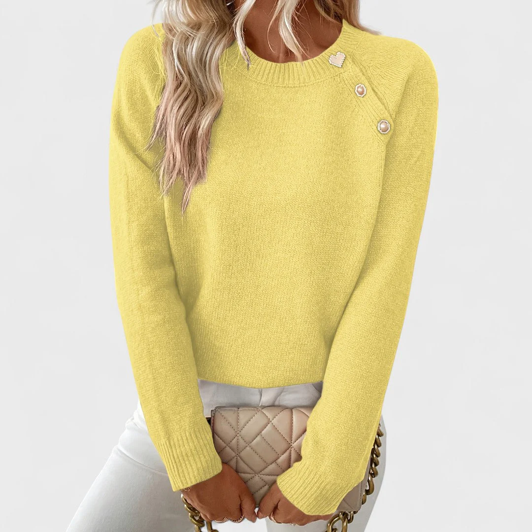 Roxanne - Elegancki Sweter Damski Asymetryczny z Jednym Ramiączkiem z Guzikami - Image 11