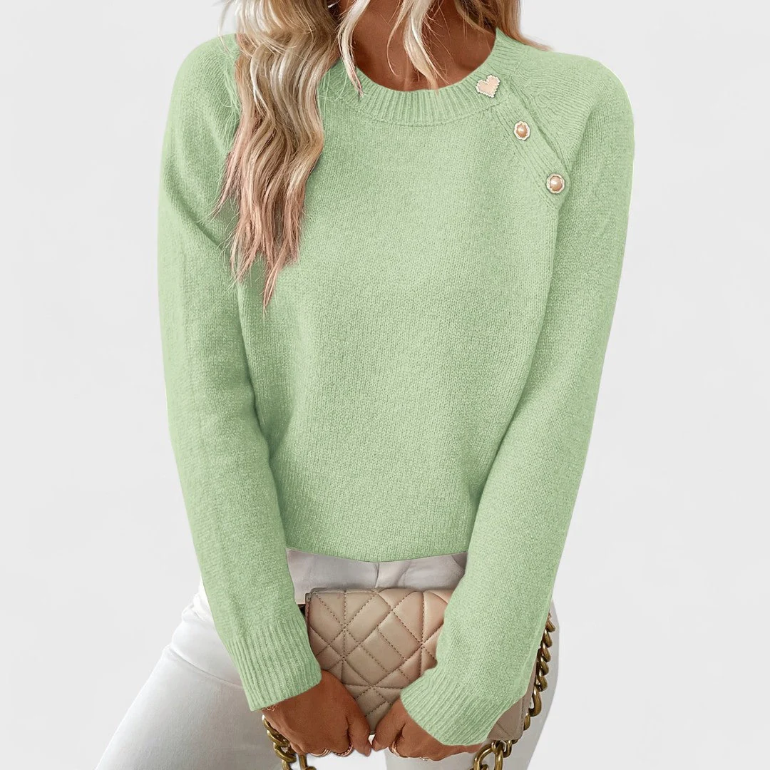 Roxanne - Elegancki Sweter Damski Asymetryczny z Jednym Ramiączkiem z Guzikami - Image 9