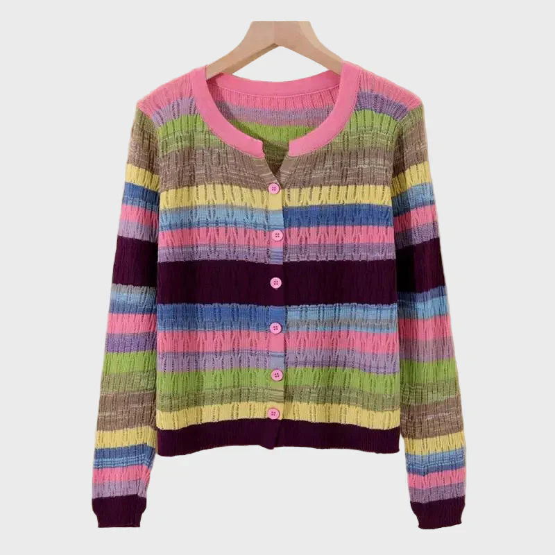 Sweter z Włóczki w Paski Inspirowany Stylem Retro - Image 3