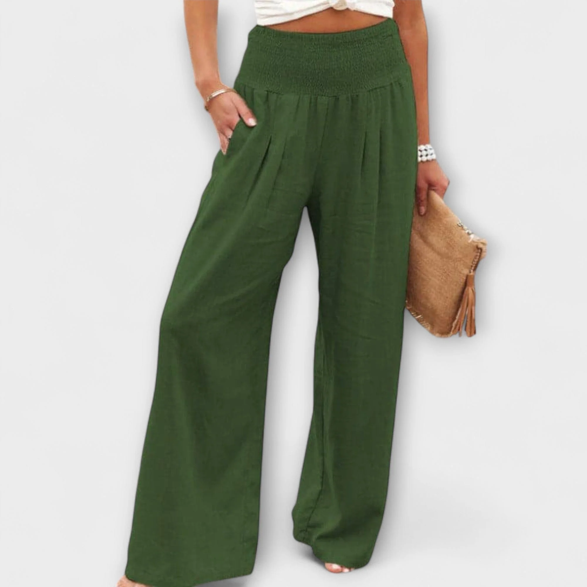 Thearya - Szerokie Spodnie Lnianie Casual - Image 10