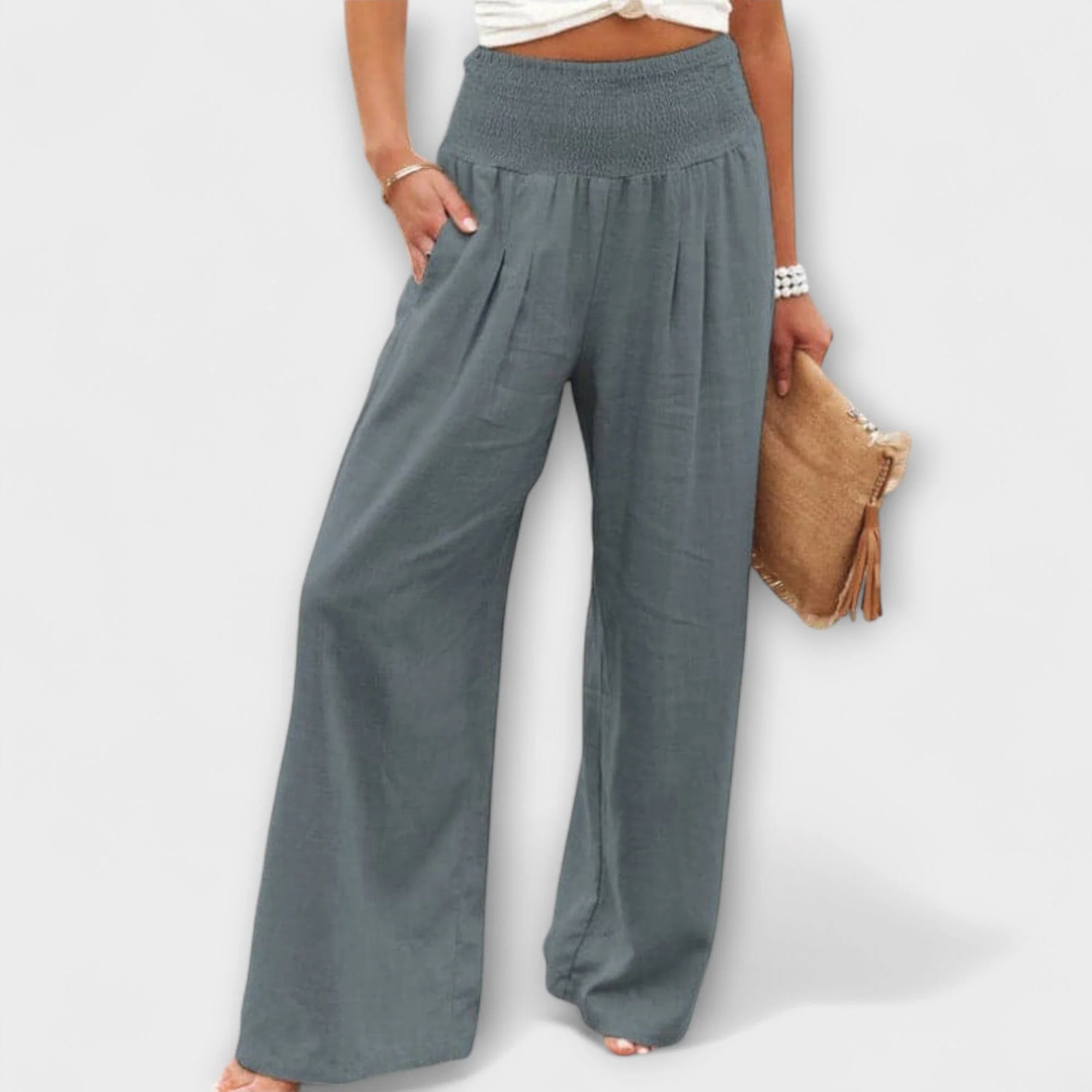 Thearya - Szerokie Spodnie Lnianie Casual - Image 12