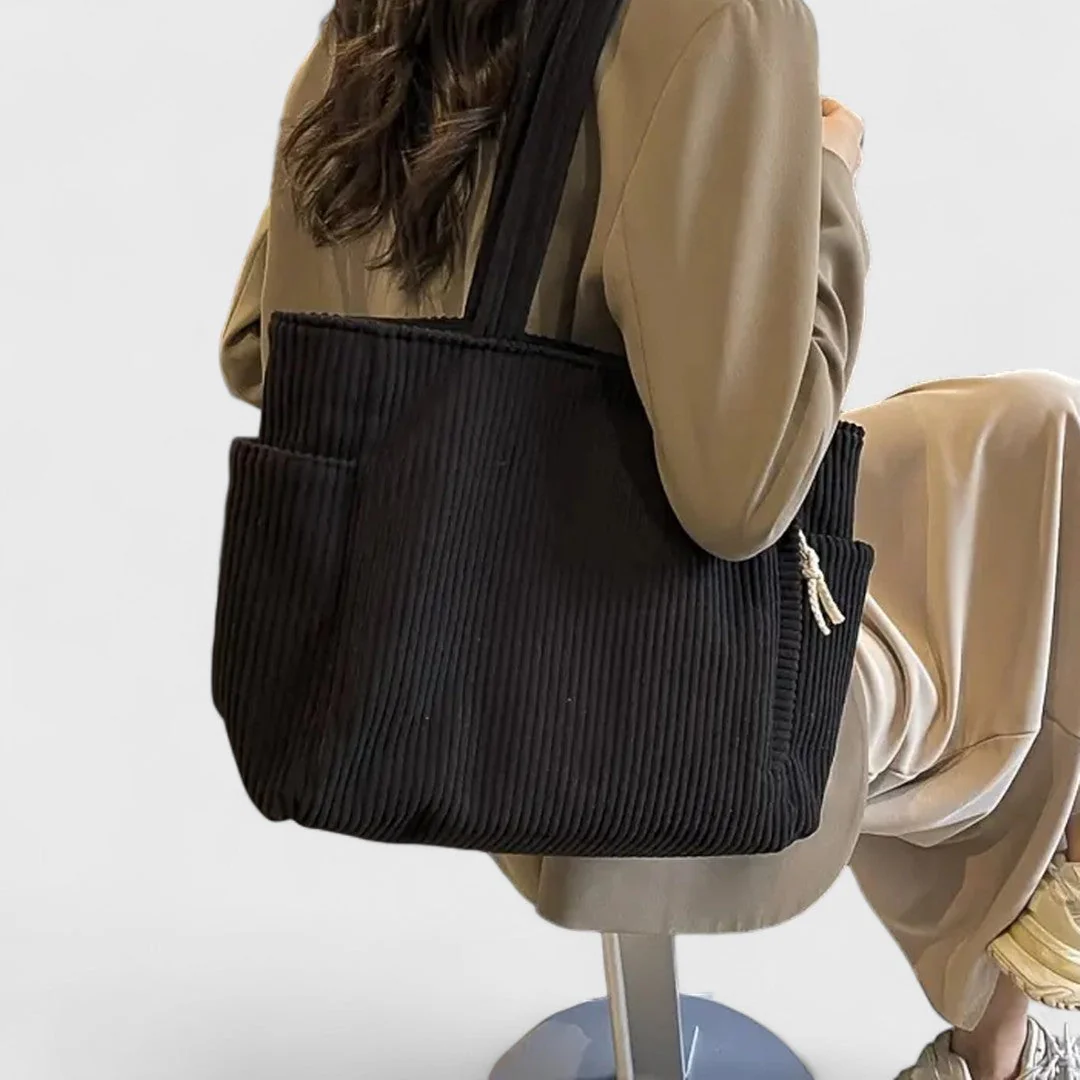 Tilda – Torebka tote w prążki z sznurkiem - Image 4
